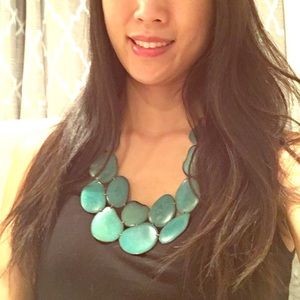 Anthropologie teal bib necklace